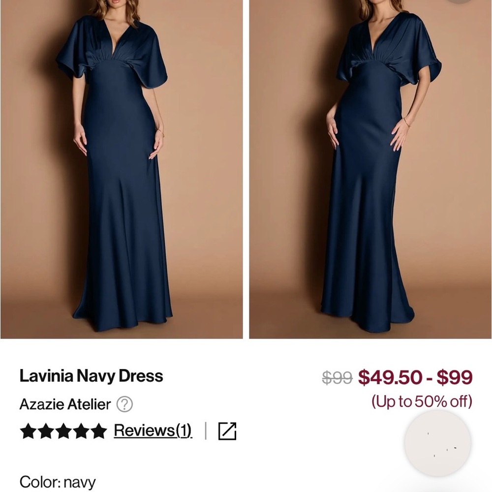 Azazie Deep Blue Maxi Dress Semi Formal - Picture 8 of 9